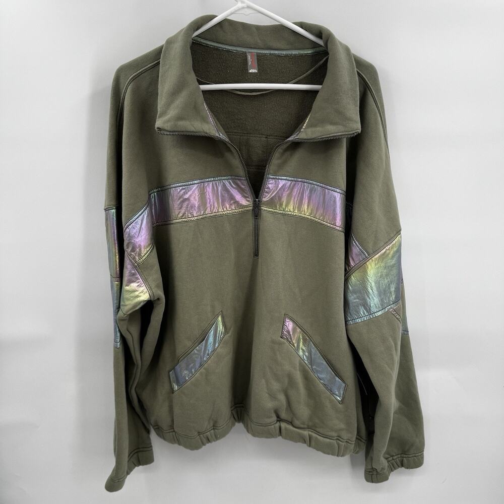 FP Movement Women's Away We Go Half Zip Sage Stone Size Medium